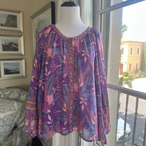Spell & The Gypsy Bianca Blouse Boho Floral Tunic 100% Organic Cotton Size M